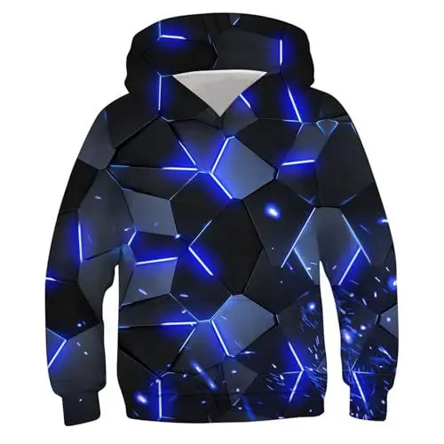 Produktbild: Hoodie Junge Coole Kapuzenpullover Bedrucktes Sweatshirt Mode Pullover Casual Kleidung Bekleidung Klamotten Oberteile Regular Kleinkind Long Sleeve Top Sportshirt Outlet Angebote Dunkelblau, 9 Jahre