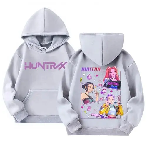 Produktbild: Hoodie Mädchen Jungen Fan Merch Kapuzenpullover mit Anime Drucken Casual Langarm Pullover für Kids Hip Hop Streetwear Lustige Sweatshirt Oberteile 2-14 Jahre(#A Gray,5-6 Jahre)