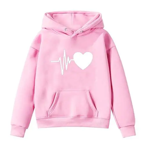 Produktbild: Hoodie Mädchen Pullover Warm Kapuzenpullover T-Shirt Langarmshirts Klamotten Weiche Kleidung Bekleidung Thermo Oberteile Modisch Sweatshirt Long Sleeve Top Rosa, 1 Jahr
