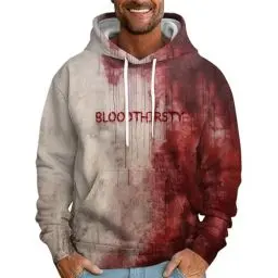 Produktbild: Hoodie Problem Gelöst Herren Problem Solved Hoodie Renn Schnell Blood Druck Crew Neck Blood Hoodie Halloween Pullover Cos Blut Kostüm Herren Halloween Bloody Hoodie Halloween Kostüm Mit