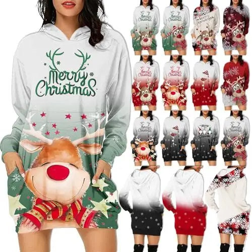 Produktbild: Hoodie personalisiert Ugly Christmas Sweater Herren led Teddy Hoodie Herren Weihnachten Kleid Damen Frau weihnachtshoodie Damen Weihnachtspullover Damen Baumwolle 6