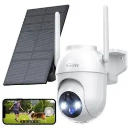 Produktbild: HOOISE Überwachungskamera Aussen Akku - 2K Kamera Überwachung Aussen Solar 360° WLAN Kamera Outdoor Kabellose Aussenkamera mit Farbige Nachtsicht und PIR-Personenerkennung Alarm