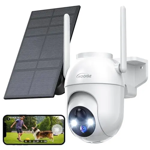 Produktbild: HOOISE Überwachungskamera Aussen Akku - 2K Kamera Überwachung Aussen Solar 360° WLAN Kamera Outdoor Kabellose Aussenkamera mit Farbige Nachtsicht und PIR-Personenerkennung Alarm