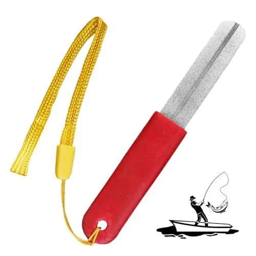 Produktbild: Hook Sharpener Schleifstein für Angelhaken Diamantfeile Schärfen Werkzeug Zubehör Angelhaken-Schärfer Tragbares Schleifwerkzeug zum Angeln mit Griff und Hängende für Outdoor Angeln