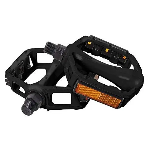 Produktbild: Hoomall Fahrradpedale Rennrad Pedale Aluminium Platform Pedale rutschhemmender Trittfläche universal passend für alle Mountainbike MTB Citybike mehrere Farben(Schwarz，11x9.5x3cm)