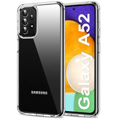 Produktbild: HOOMIL Crystal Clear Hülle für Samsung Galaxy A52 5G/A52 4G/A52s 5G, Anti Gelb Durchsichtig Handyhülle Stoßfest Schutzhülle - Transparent