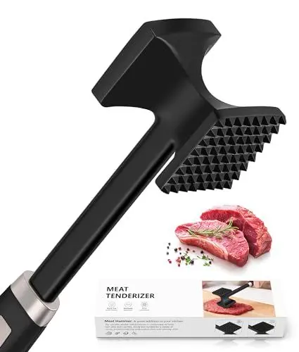 Produktbild: HOOMIL Fleischklopfer, Doppelseitig Antihaft Schnitzelklopfer, Fleischhammer mit Rutschfestem Griff für Schnitzel, Steaks - Schwarz