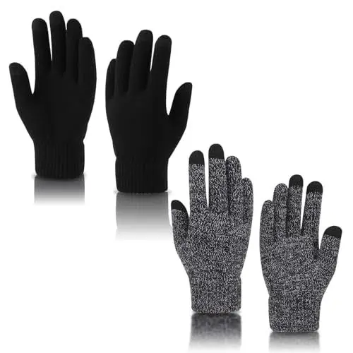 Produktbild: HOOPOE Handschuhe Schwarz,2 Stücke Winterhandschuhe Herren,Handschuhe Damen,Handschuhe Winter,Thermohandschuhe für Geeignet Zum Wintersport Outdoor