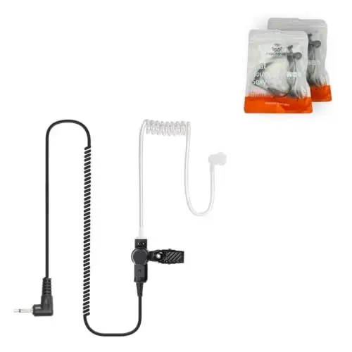 Produktbild: Hoornie® Ohrhörer (2er-Pack) Schallschlauch mit 3,5mm Klinke - transparent inkl. Halteclip und 10 (x2) Ohrstöpsel - Kopfhörer Headset für Funkgeräte