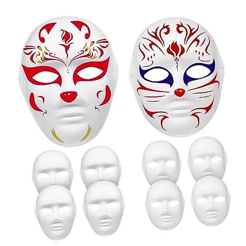 Produktbild: HOOTNEE Maske Halloween Gesichts Gruselig Kostüm Party Erwachsene Bemalen Eigenen Design Atmen Sehen Tanzkostüm Requisit Verkleidung Hiphop Karneval Maskenball