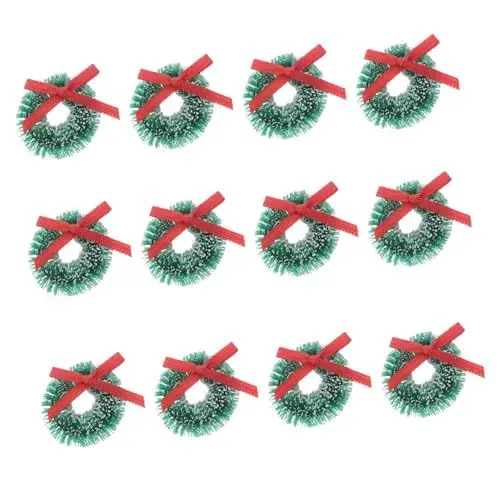 Produktbild: HOOTNEE 12stücke Mini Weihnachtskränze Dekorative Türhänger Für Festliche Anlässe Grüne Deko Mit Schleifen Für Weihnachtsfeiern Und Festliche Dekorationen