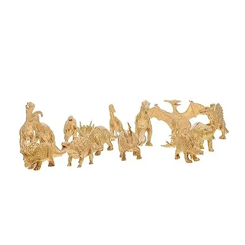 Produktbild: HOOTNEE 14St goldenes Dinosauriermodell Desktop-Ornament Miniatur-Dinosaurier-Modelle Zoa dino figuren dino set spielzeuge spielzeug lebendiges Dinosaurierhandwerk Dinosaurierfiguren