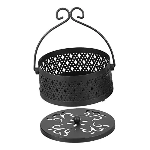 Produktbild: HOOTNEE 1Pc Schmiedeeisen Box Hohl Weihrauch Brenner Griff Tablett Retro Weihrauch Brenner Metall Tablett Fall Haushalt Versorgung
