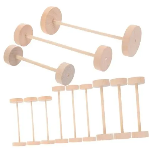 Produktbild: HOOTNEE Mini Holzräder Set Für DIY Spielzeugautos Unbearbeitete Holzräder 3 Größen Inkl 16 Lange Und 8 Kurze Holzstäbe Bastelmaterialien Für Kleinkinder Und Modellbau