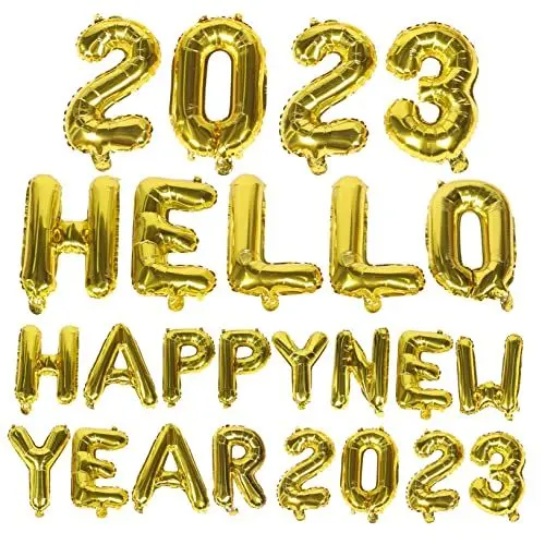 Produktbild: HOOTNEE Neujahrsballons Zubehör 2023 Aluminiumfolienballons Set Mit Charmanten Neujahrsornamenten Für Partys