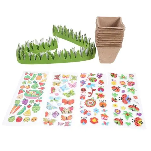 Produktbild: HOOTNEE Pflanzen-Anzuchttopf-Set 1 Set -Anzuchtbecher aus Zellstoff Blumentopf-Aufkleber für Jungen und Mädchen Pflanzen-Starter-Becher für die Gartenarbeit
