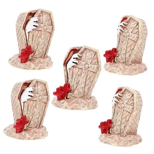 Produktbild: HOOTNEE 5St Schmuckstücke aus Harz Fee Miniatur-Kürbisfigur Halloween Dekoration Halloween-Dekoration Wohnkultur Ornament Halloween-Schmuck Halloween-Szenen-Layout-Dekor Schreibtisch Sarg