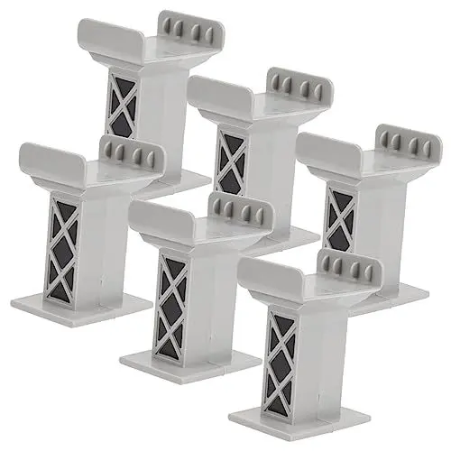 Produktbild: HOOTNEE 6st Bahnsteig Kidcraft-spielset Kinder Bausteine Zug Spielzeug Brücken Und Spielzeugeisenbahn-brückenstützen Brückenpfeilergleis Stapelspielzeug Zugbrückengleis Plastik Light Grey