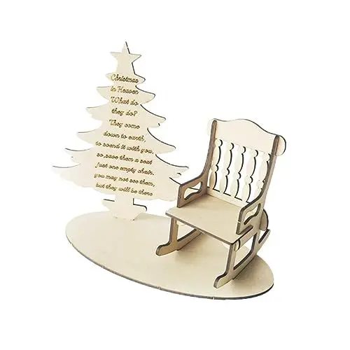 Produktbild: HOOTNEE Weihnachtshandwerk Aus Holz Schreibtischauflage Krippendekor Weihnachten Weihnachtsschmuck Weihnachtsfiguren Verzierung Mini-schaukelstuhl Holzdekor Miniatur Protokoll Holztisch