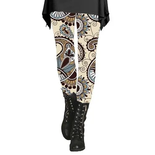 Produktbild: Schwarze Lederimitat Hose - und Winter-Leggings für Damen mit künstlerischem Spritzdruck, weiche, Dehnbare Hose Beutel Rucksack Herren (Beige, L)