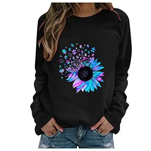 Produktbild: HOOUDO Sale Angebote Blitzangebote Lila Sonnenblumen Sweatshirt-Druck Pulli in Einer farbigen Bluse Satin Shirt Pullover Bordeaux Damen T Shirt Maedchen 170 176 Bluse Mit G Sale Angebote Bestellung
