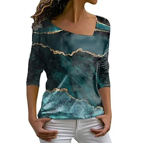 Produktbild: HOOUDO Bluse Damen Langarm Frohe Weihnachten Print O-Ausschnitt Rundhals Fit Pullover Tops Lässige Langarm-Trainingshemden Lose Bluse Grünes Kostüm Damen (Green, XL)
