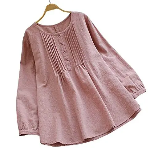Produktbild: HOOUDO Damen Oberteile Sommer Elegant Hemd Top für Frauen O-Ausschnitt StreetCausal Ultra-Soft-Bluse T Shirt V Ausschnitt Herren