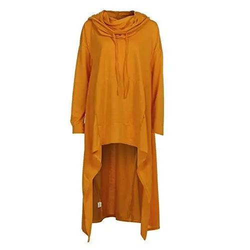 Produktbild: HOOUDO Damen Oberteile Sommer Elegant Solide Unregelmäßige Sweatshülse Plus Töpfe Lange Bluse Sweatshirts Kapuzengröße Frauen Frauenbluse Schwarzes Oberteil Halloween