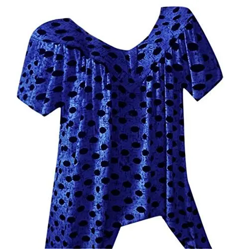 Produktbild: HOOUDO Damen Top Elegant Damen Plus Size Casual Dot V-Ausschnitt Print Daily Kurzarm Tops Shirt Bluse T Shirt Damen Kurzarm V Ausschnitt