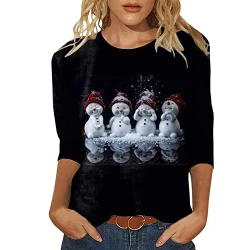 Produktbild: HOOUDO Damen Top Elegant V-Druck-T-Shirt für Damen Shirt Sexy locker sitzendes, lässiges und bequemes Oberteil
