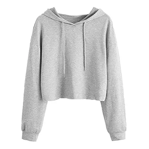 Produktbild: HOOUDO Damen Tops Sommer Frauen Bluse Langarm-Kapuzenpulli Drawstring Corn Sweatshirt-Pulli Weiße Tops