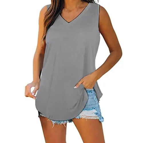 Produktbild: HOOUDO Damen Tshirt Angebote Batik Tank Top Damen Business Bluse Damen Tank Top Für Frauen Top 90Er Jahre Damen Dunkelblaues Oberteil Damen Weiße Ärmellose Bluse Meine Bestellung Sale