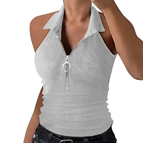 Produktbild: HOOUDO Damen Weste Sale Angebot: Marineblau, Grau, Silber - Slim Fit, Größe L (38-40) - Rundhalsausschnitt, Tanktop-Schwarz - Frühjahr-Sommer 15 - Damen/Vests