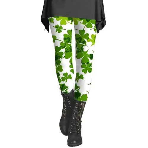 Produktbild: HOOUDO Sale Angebote Blitzangebote Damen-St-Day-Leggings, irische irische Sport-Leggings mit weichem und schmalem Po- Schwab Rasendünger Bauchweg Body Damen Leggins Strumpf Sale Angebote Bestellung