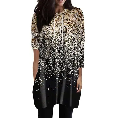 Produktbild: HOOUDO Sale Angebote Blitzangebote Damen Oversized Hoodies Casual Kurzarmshirts Modische Tunika Tops Leichter Pullover Mit Taschen Ausgefallene Pullover Damen Shirt Pust Meine Bestellungen Anzeigen