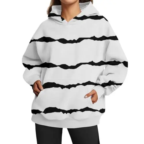 Produktbild: HOOUDO Sale Angebote Sale Angebote Damen Oversized Sweatshirts Hoodies Langarmshirts Pullover Herbstkleidung Mit Tasche Tunika Pullover Senioren Damen Pullover Schwarz D Meine Bestellungen Anzeigen