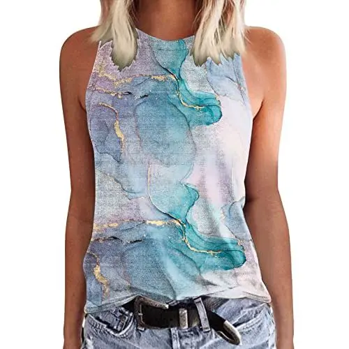 Produktbild: HOOUDO Sale Angebote Blitzangebote Damen Tanktops Sommer T-Shirts Ärmellose Lässige Lose Bedruckte Tunika-Blusen Unterhemd Damen Kurzarm Square Neck Samt Bluse Damen Schwarz NI Mein Bestellung Sale