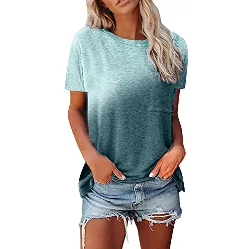 Produktbild: HOOUDO Sale Angebote Blitzangebote Frauen O Neck Workout Tops Bedruckte Kurzarm-Tops Lässige sportliche T-Shirts Bluse Farming Simulator 19 T Shirt Damen Lang Tunika Damen Somm Mein Bestellung Sale