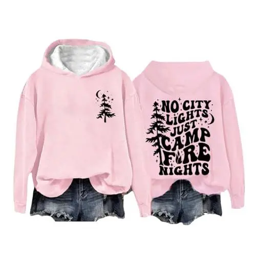 Produktbild: HOOUDO Sale Angebote Blitzangebote Nein, nur Camp Fire Nights Hoodie Camp Liebhaber Sweatshirt Nein, nur Camp Fire Nights Sweatshirt Hausjacke Damen Oberteil Fruehling Dame Sale Angebote Bestellung