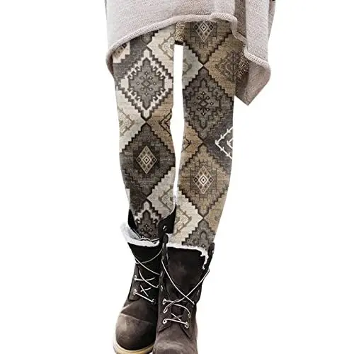 Produktbild: HOOUDO Sale Angebote Damen Frühling und Casual Print Leggings Stiefelhose Damen Leggings Winter Outdoor Hosen Für Damen Kompressionsleggins Outdoorhose Damen Winter Hausanzug D Mein Bestellung Sale