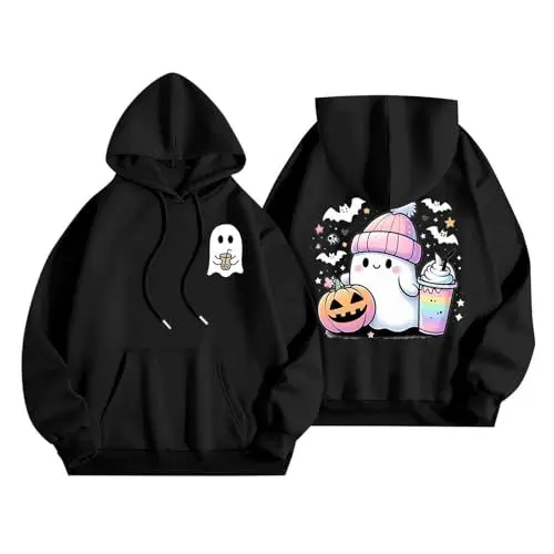 Produktbild: HOOUDO Sale Angebote Sale Angebote Damen Halloween Kapuzenpullover Langarm Sweatshirts Niedliche Lustige Grafik Pullover Tops Party Pullover Großer Pullover Winter Strickpu Sale Angebote Bestellung