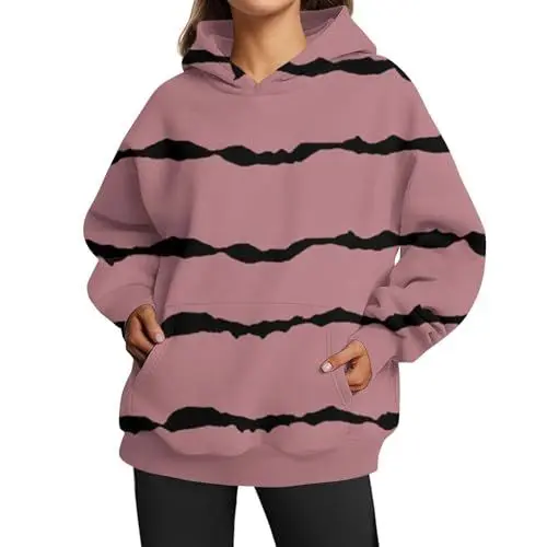 Produktbild: HOOUDO Sale Angebote Blitzangebote Damen Oversized Sweatshirts Hoodies Langarmshirts Pullover Herbstkleidung Mit Tasche Tunika Pullover Senioren Damen Pullover Schwarz Dame Sale Angebote Bestellung