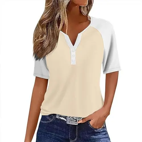Produktbild: HOOUDO Sale Angebote Sale Angebote Damen T-Shirt mit V-Ausschnitt, lässig, Bedruckt, Kurze Ärmel, lockere Bluse Shirts Damen Sexy Kadin Esortman Takimi Boho Shirt Damen Meine Bestellungen Anzeigen