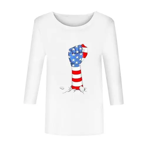 Produktbild: HOOUDO Sale Angebote Sale Angebote Oberteile für Damen, lässig, Sommeroberteile, Dreiviertelärmel, Rundhalsausschnitt, T-Shirt, lockere, seitlich Geteilte Tunika-Bluse Pull Sale Angebote Bestellung