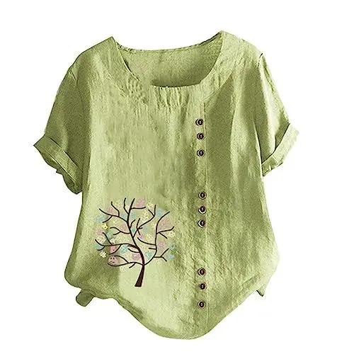 Produktbild: HOOUDO Sale Angebote Sale Angebote Sommermode Damen Lose Rundhals Kurzarm Blatt Print Damen T-Shirt Netzoberteil Rote Bluse Damen Schöne Festliche Oberteile Spaghetti Top D Sale Angebote Bestellung