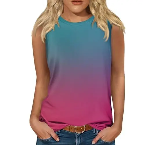 Produktbild: HOOUDO Sale Angebote Tops Damen Camisole-Oberteil Mit Knopfleiste Tanktop Petrol Hängerchen Oberteil Shirt Weiß Sommer Elegantes Outfit Festival Glitzer Top Pailletten Rot Weiss Gestreiftes Tshirt