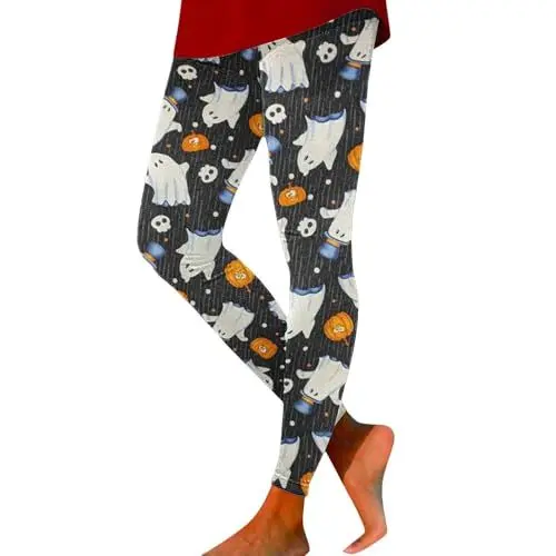 Produktbild: HOOUDO Sonderangebote Schnäppchen Damen Leggings mit Halloween-Print, lässig, bequem, für den Urlaub, Workout, Sporthose Schulranzen Überzug Along Fit Leggings Damen Hose Wasse Mein Bestellung Sale