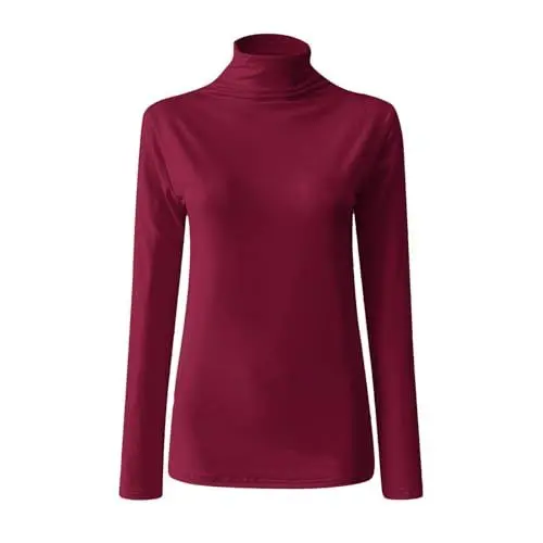 Produktbild: HOOUDO Sonderangebote Schnäppchen Lässiges, einfarbiges, langärmliges, eng anliegendes Rollkragenpullover-Oberteil für Damen Damen Pulli Mit Totenkopf Damen Top Basic Leinenhem Mein Bestellung Sale