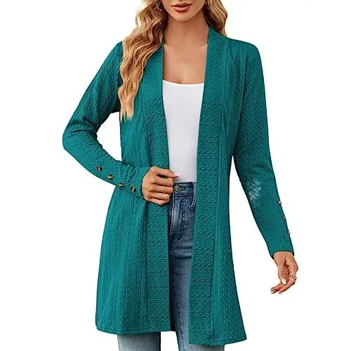 Produktbild: HOOUDO Strickjacke Damen Lang Lose Strickjacke Jacke Frauen Kleidung Damen Strickjacken Binden (AG, S)