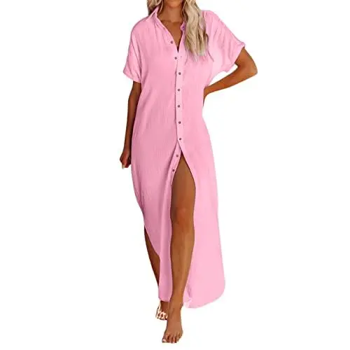 Produktbild: HOOUDO Strickjacke Damen Modern für Damen, Lange Kimonos, Strickjacken, Badeanzug, Vertuschungen Cardigan Damen Mit (Pink, S)